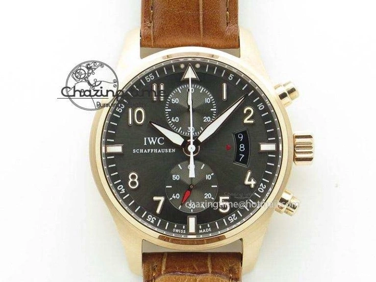 MIROTIME 0321 Youthful Pilot Chrono RG 3878 Gray Dial on Light Brown Leather Strap A 7394